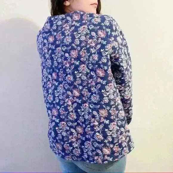 Reversible navy quilted floral jacket - Picture 2 of 7